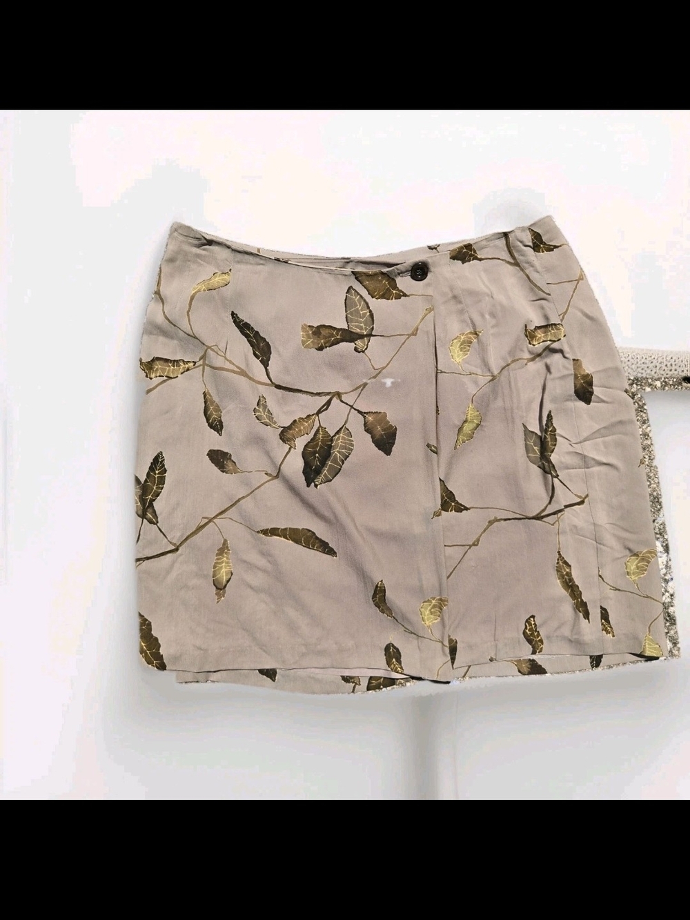 Vtg 90s y2k Mini Wrap Skirt Xl Fall Floral Leaves Whimsigoth Witchy Soft Grunge